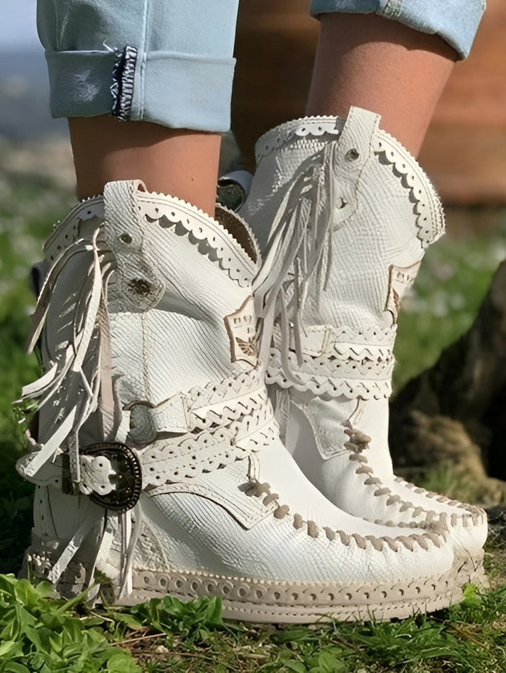 Dame Boho Vestlig Frynser Støvler