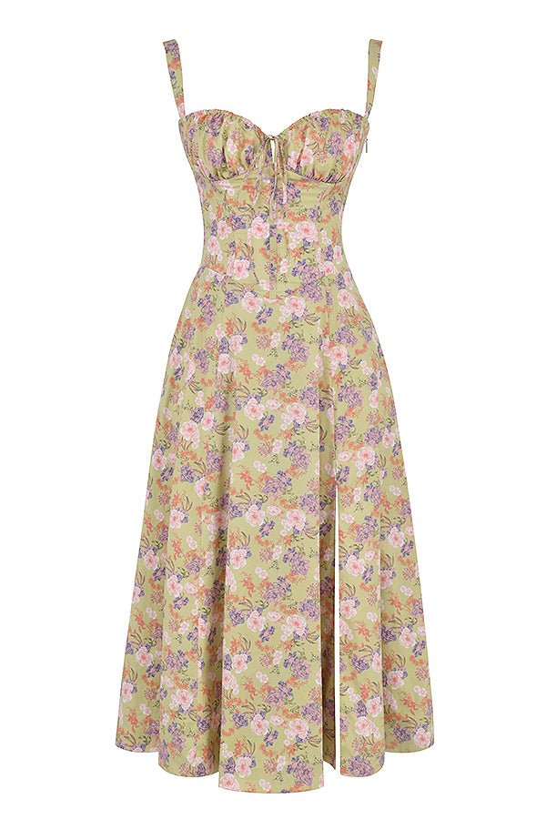Dame Blomstret Bustier Solkjole | Taljeformende Pasform