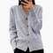 Dame Hjerteknap Cardigan | Elegante Strikke Knap-op Trøje