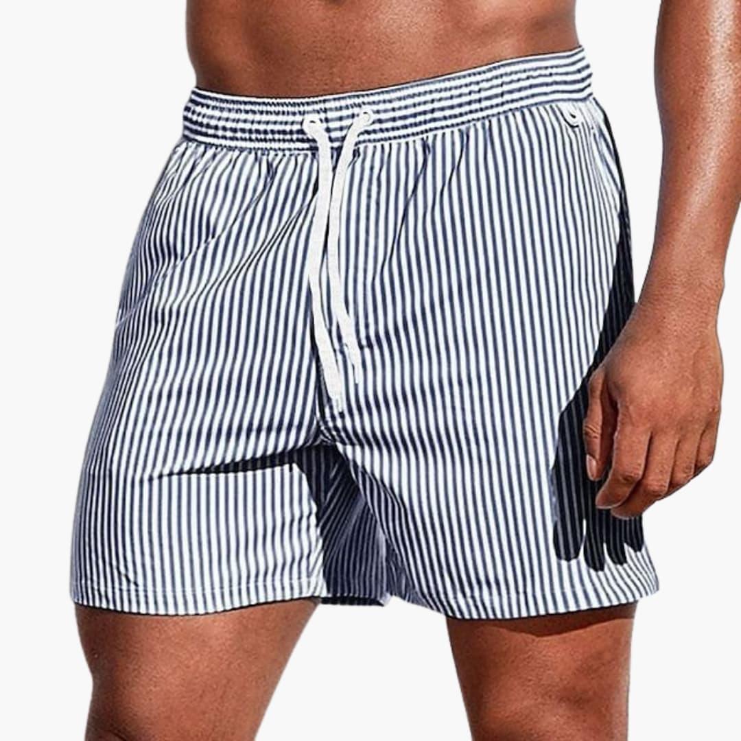 Herre Stribede Boardshorts | Elastisk Talje Svøm Kort