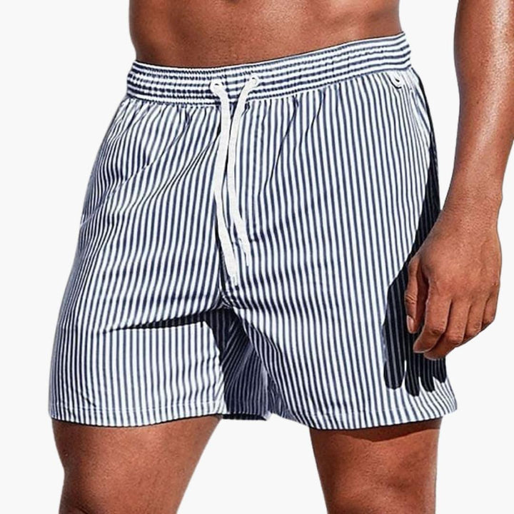Herre Stribede Boardshorts | Elastisk Talje Svøm Kort