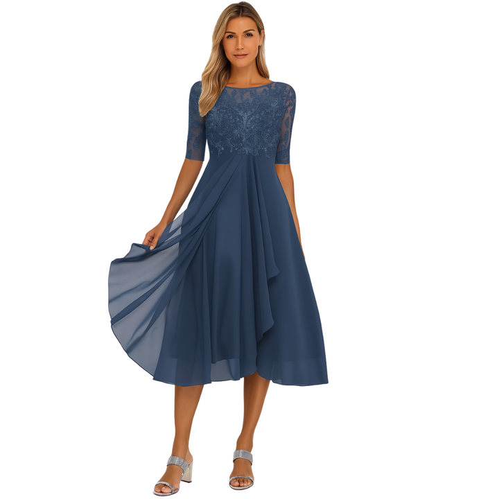 Dame Blondestil Chiffon Midikjole | Anledningstøj