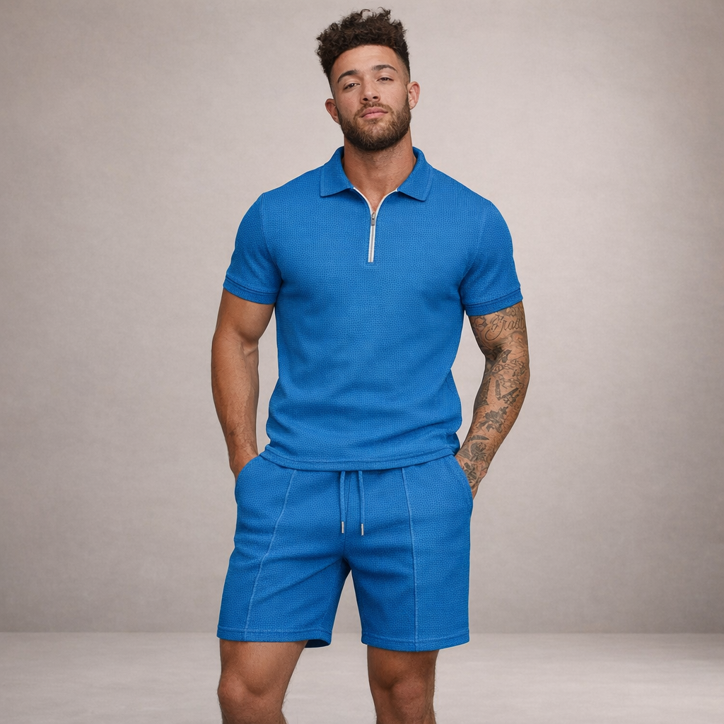 Herre Polo- og Shortssæt | Åndbart Smal Passform Sommeroutfit