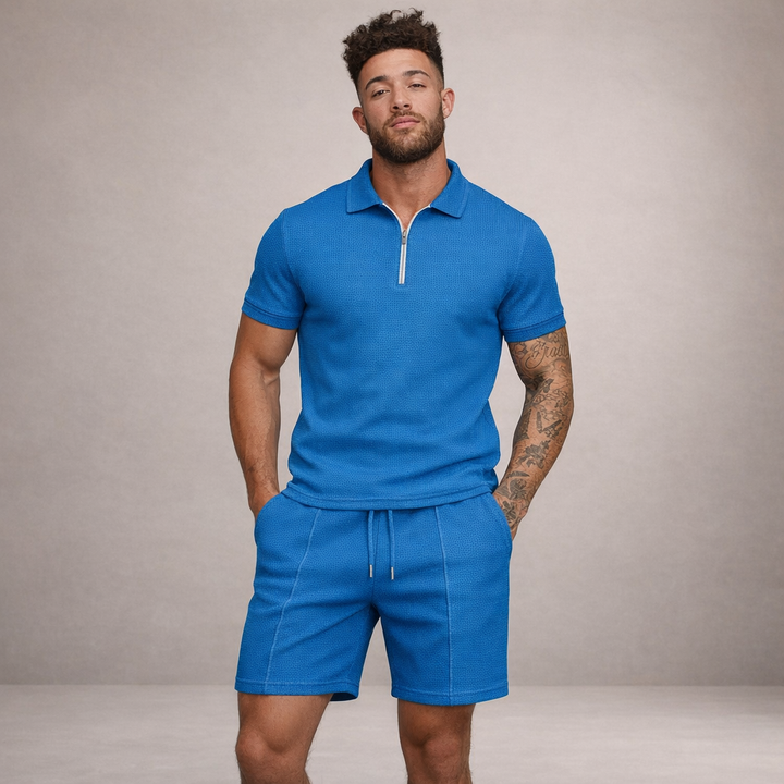 Herre Polo- og Shortssæt | Åndbart Smal Passform Sommeroutfit