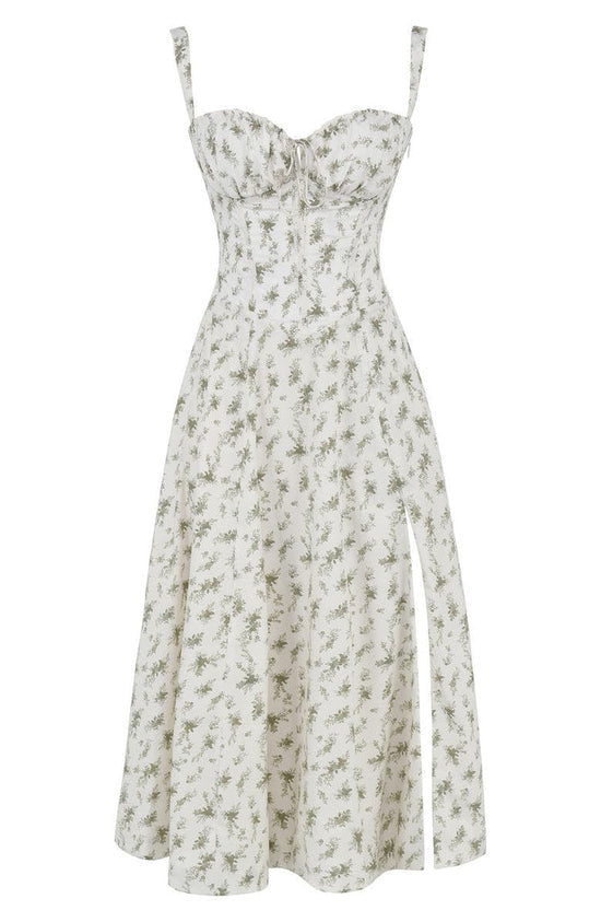 Dame Blomstret Bustier Solkjole | Taljeformende Pasform