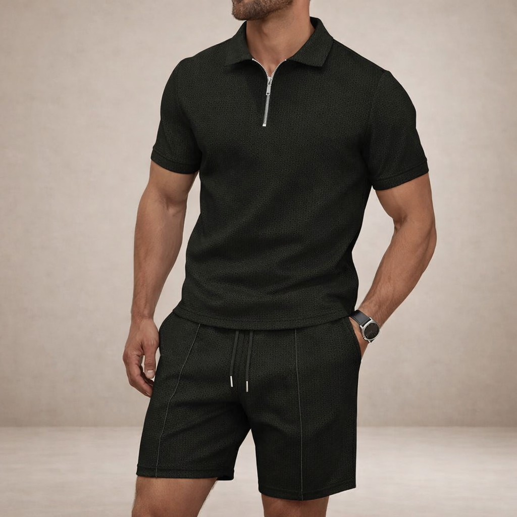 Herre Polo- og Shortssæt | Åndbart Smal Passform Sommeroutfit