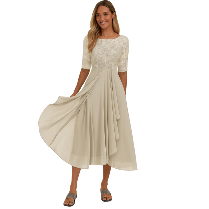 Dame Blondestil Chiffon Midikjole | Anledningstøj