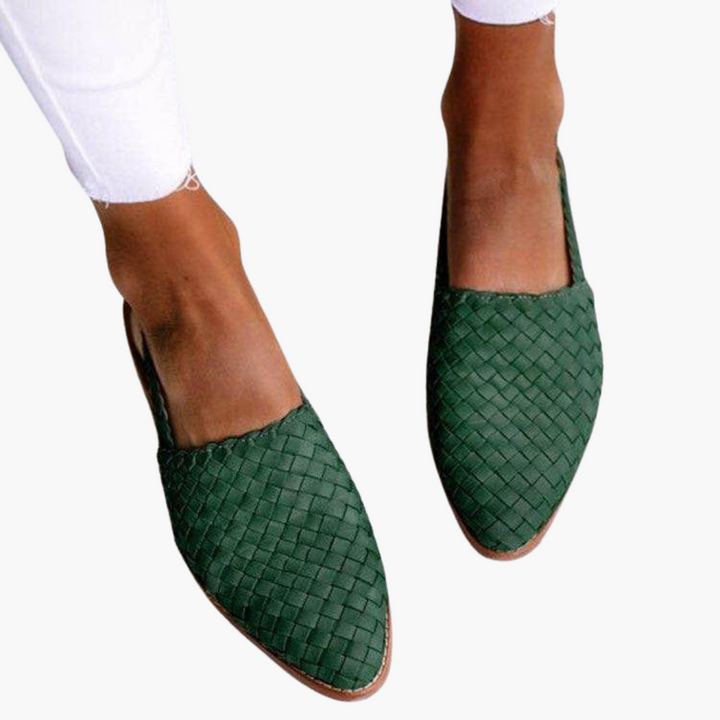 Dame Flettet Læderstil Slingbacks | Flad Sommersandaler