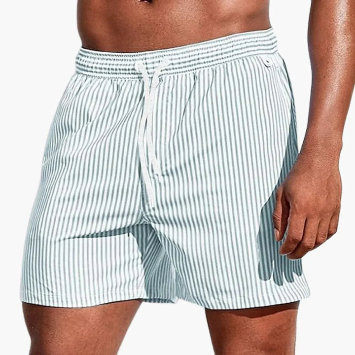 Herre Stribede Boardshorts | Elastisk Talje Svøm Kort