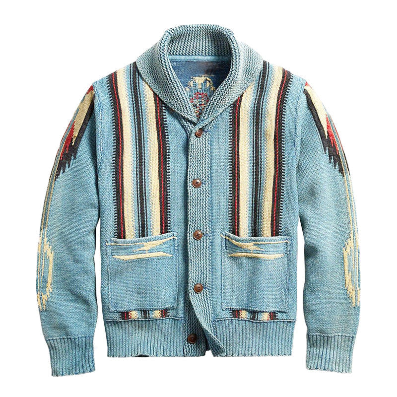 Men's Jacquard-Knit Cardigan | Button-Front Smart Casual Layer