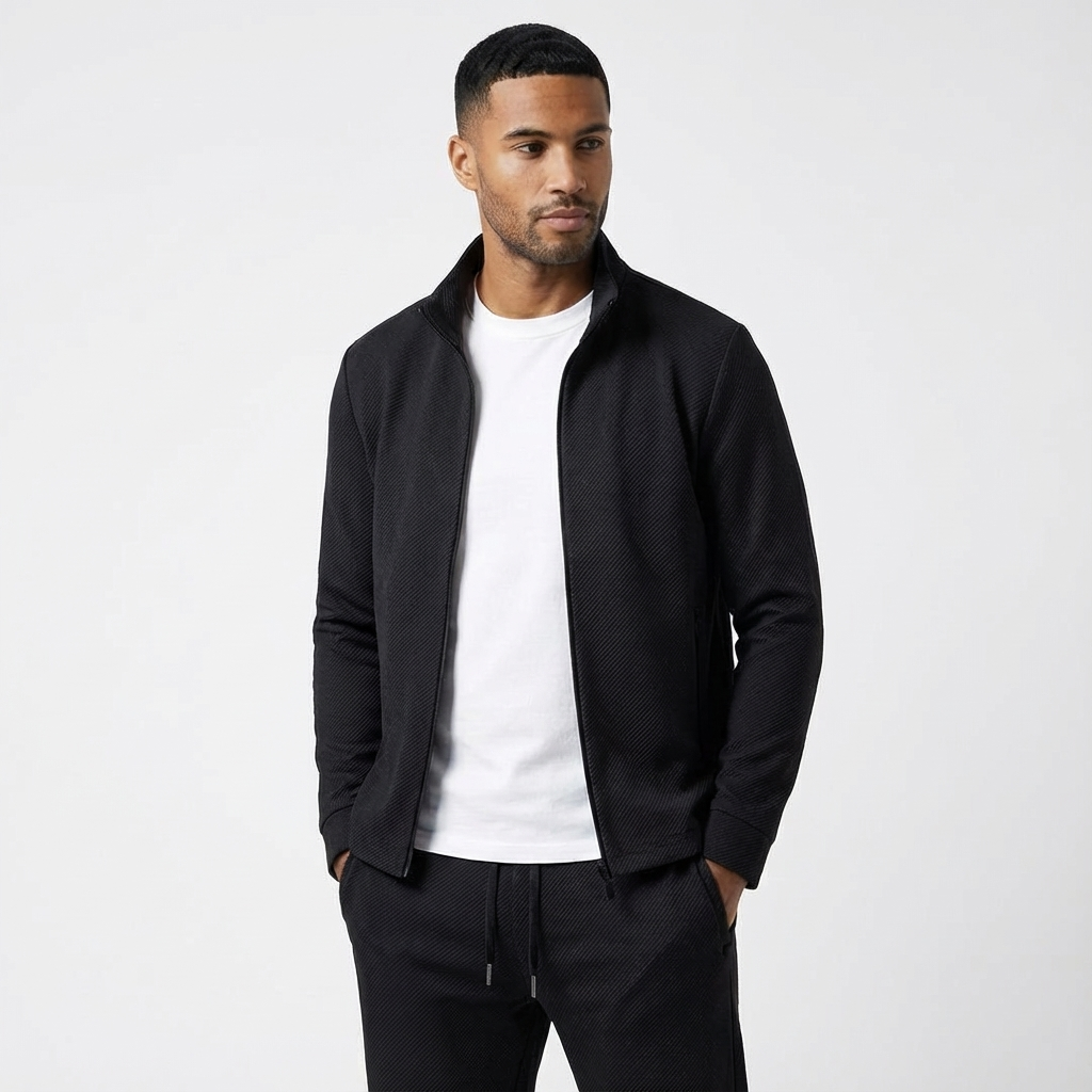 Survêtement deux pièces pour homme à fermeture éclair | Coupe extensible ensemble de sport