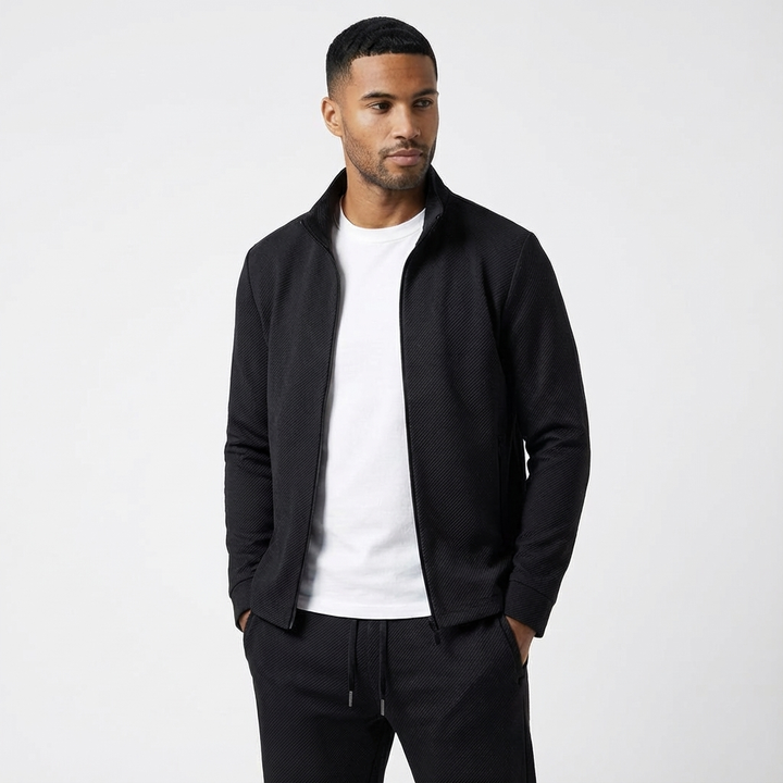 Survêtement deux pièces pour homme à fermeture éclair | Coupe extensible ensemble de sport
