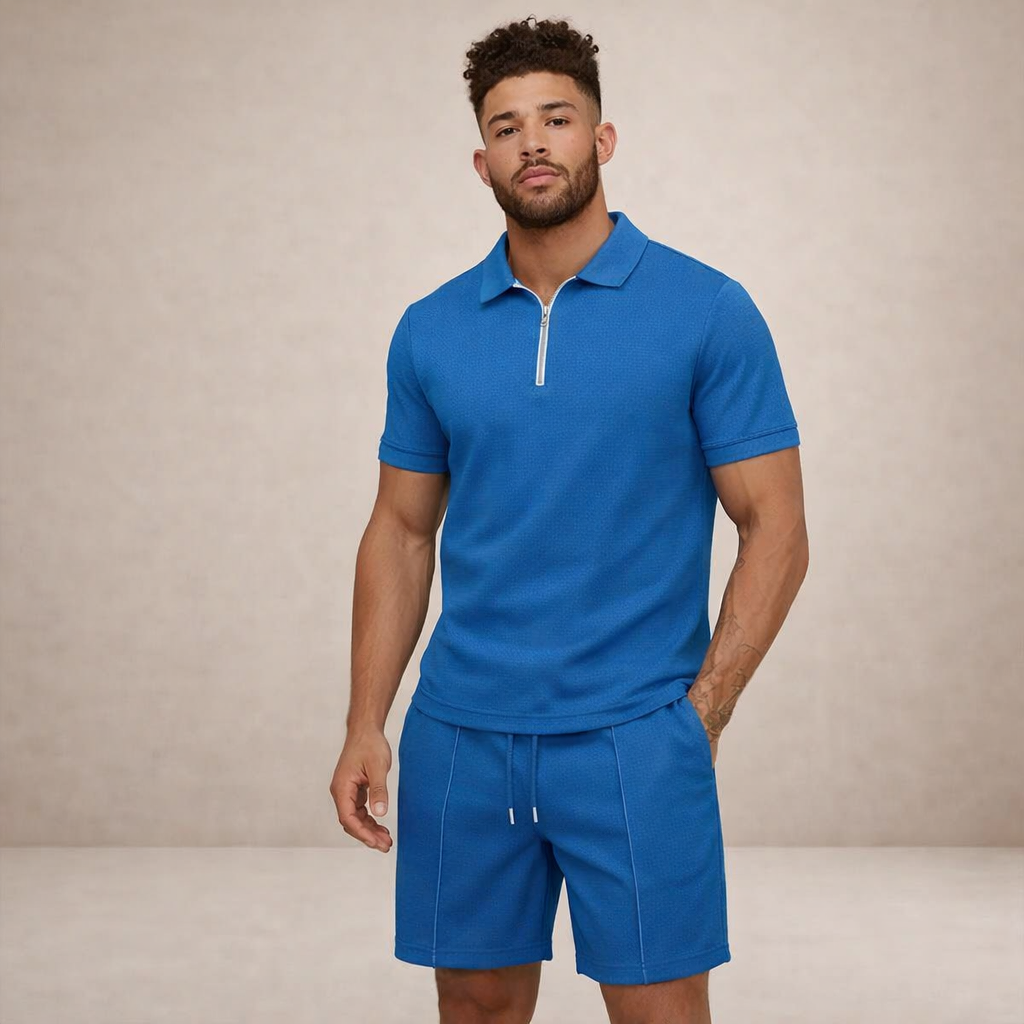 Herre Polo- og Shortssæt | Åndbart Smal Passform Sommeroutfit