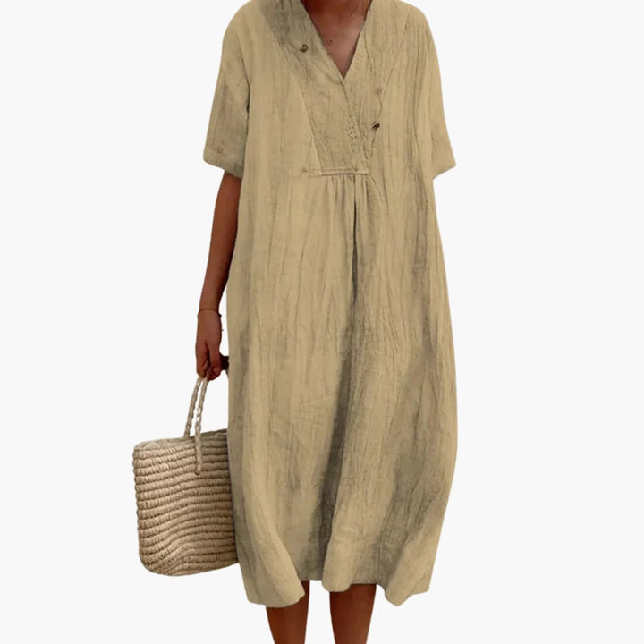 Robe bohème à col en V pour femme | Robe d'été ample décontractée