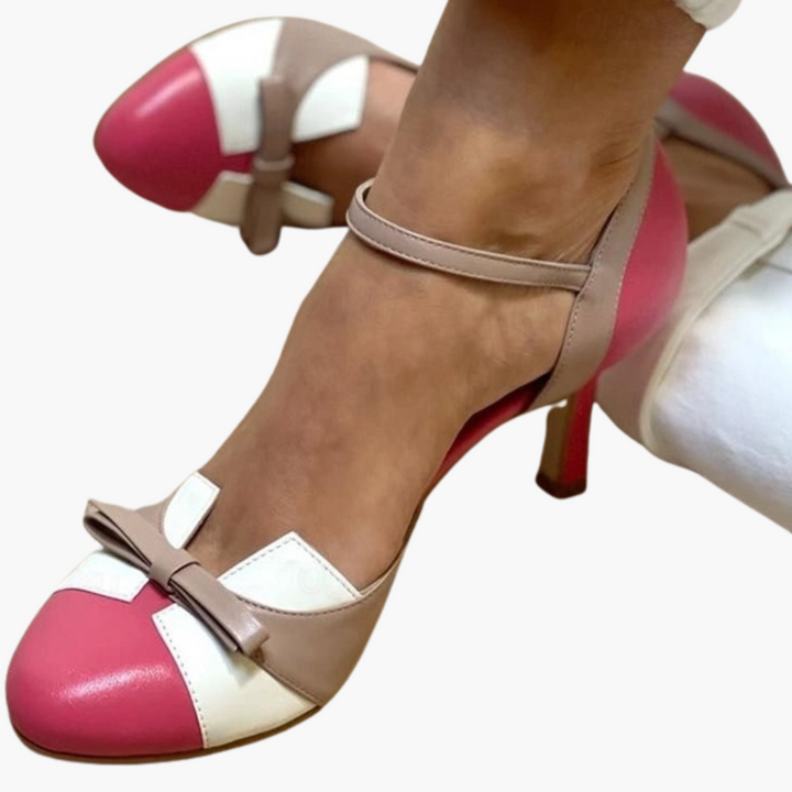 Dámské sandály na podpatku s páskem kolem kotníku | elegantní otevřená špička
