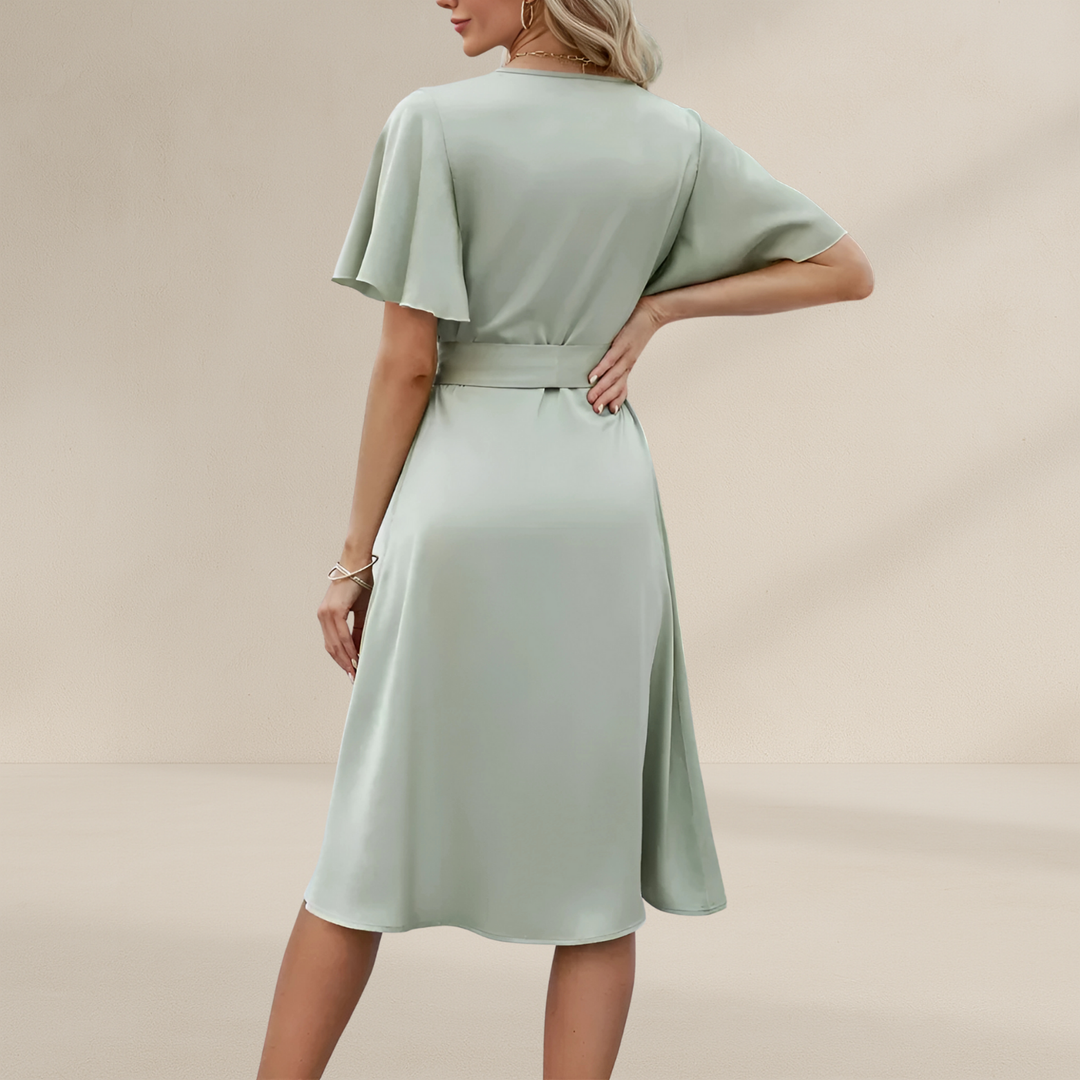 Robe portefeuille femme | Décolleté en V avec ceinture en soie style estival
