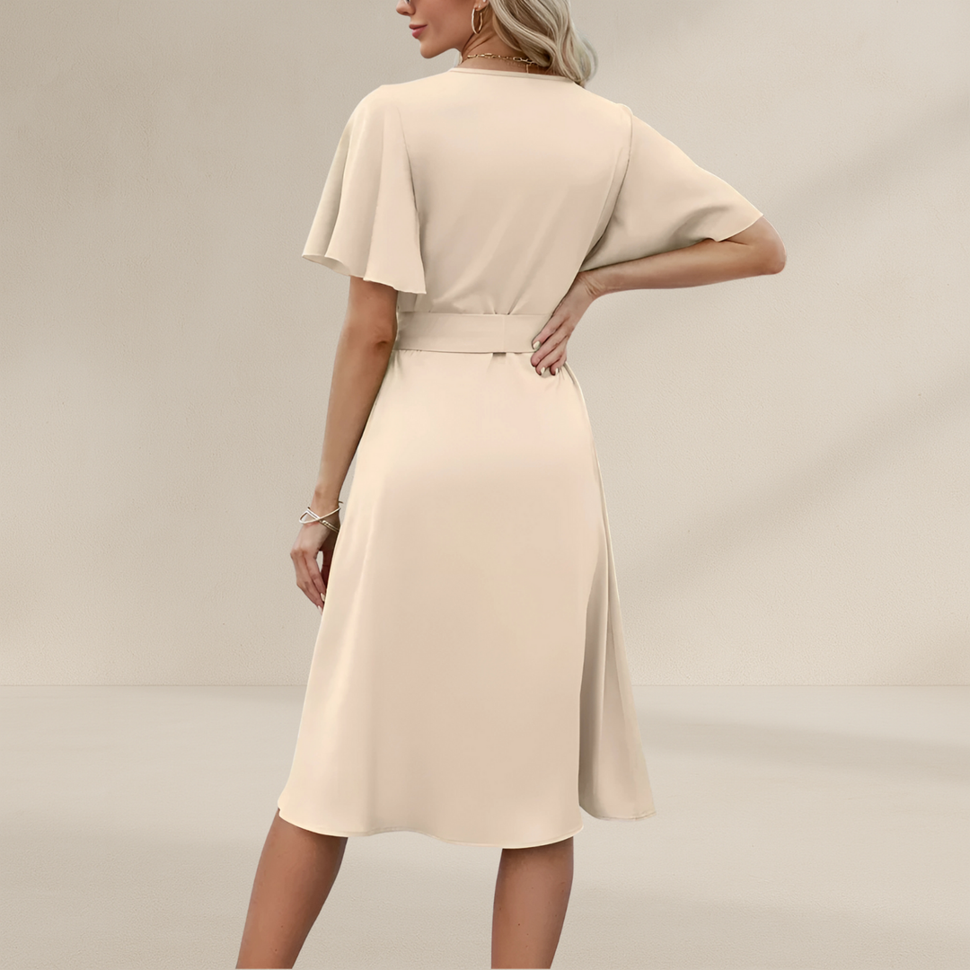 Robe portefeuille femme | Décolleté en V avec ceinture en soie style estival