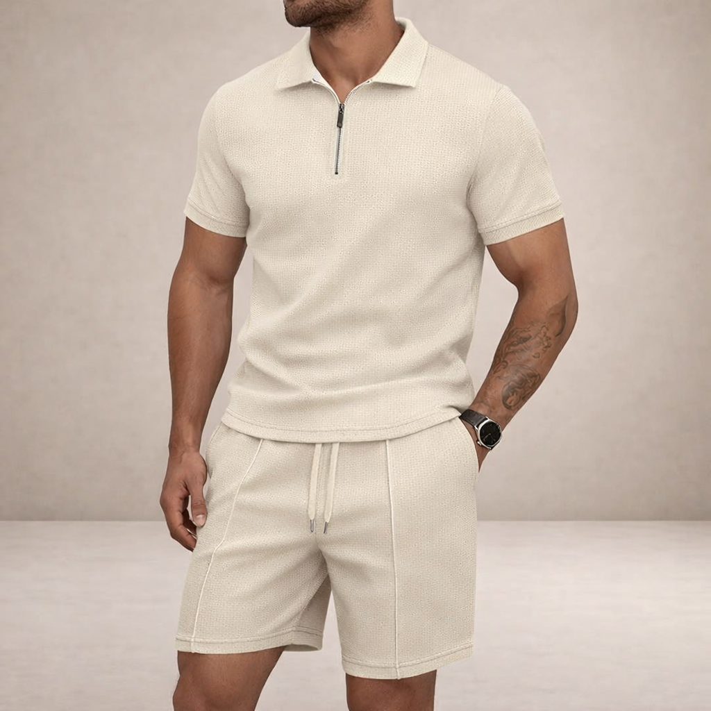 Herre Polo- og Shortssæt | Åndbart Smal Passform Sommeroutfit