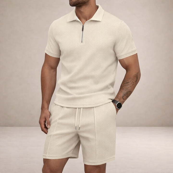 Herre Polo- og Shortssæt | Åndbart Smal Passform Sommeroutfit