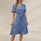 Robe portefeuille femme | Décolleté en V avec ceinture en soie style estival