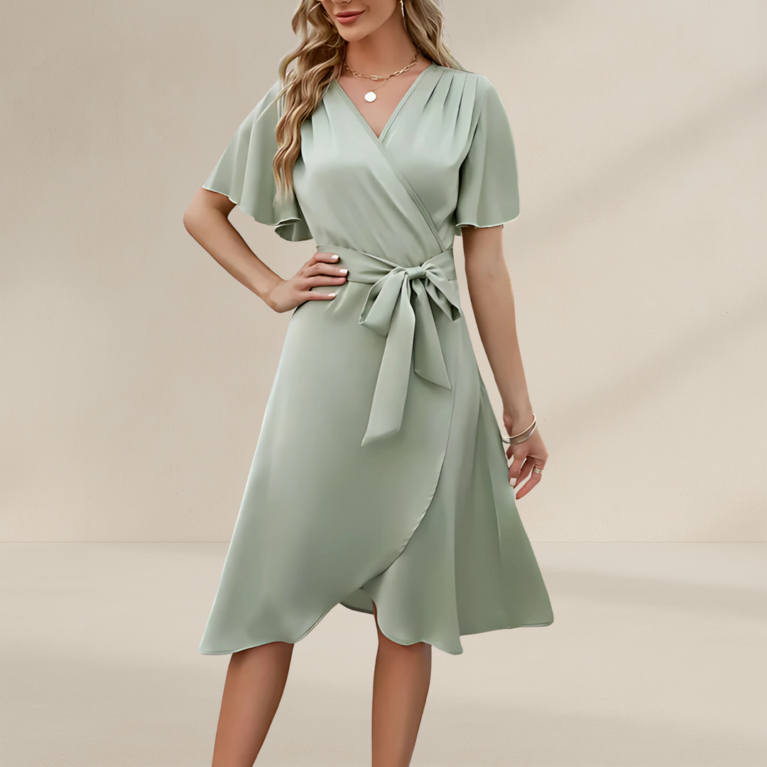 Robe portefeuille femme | Décolleté en V avec ceinture en soie style estival