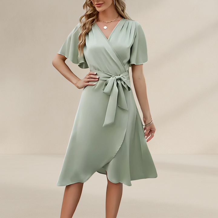 Robe portefeuille femme | Décolleté en V avec ceinture en soie style estival