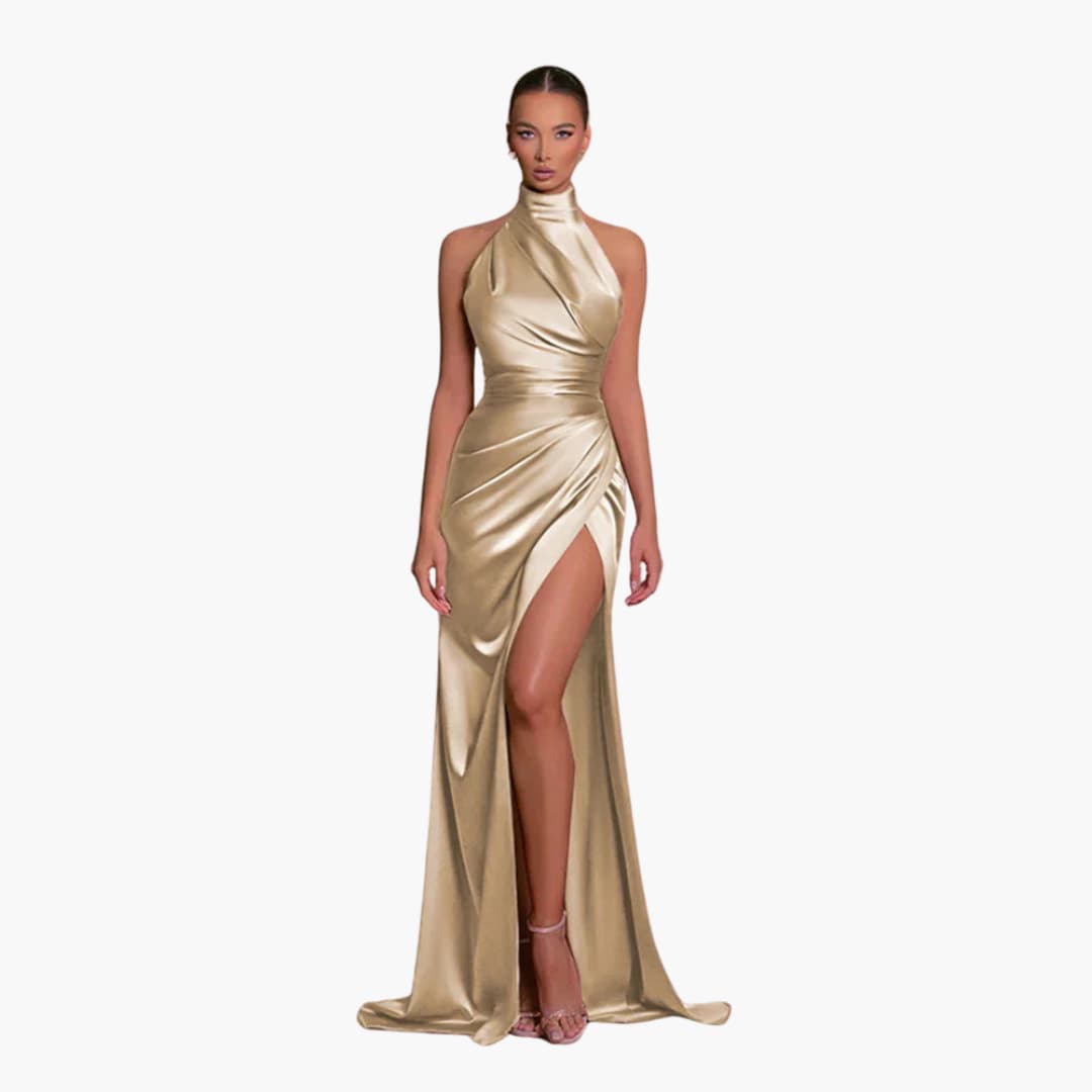 Dame Satinstil Aftenkjole | Elegante Maxi Gallakjole