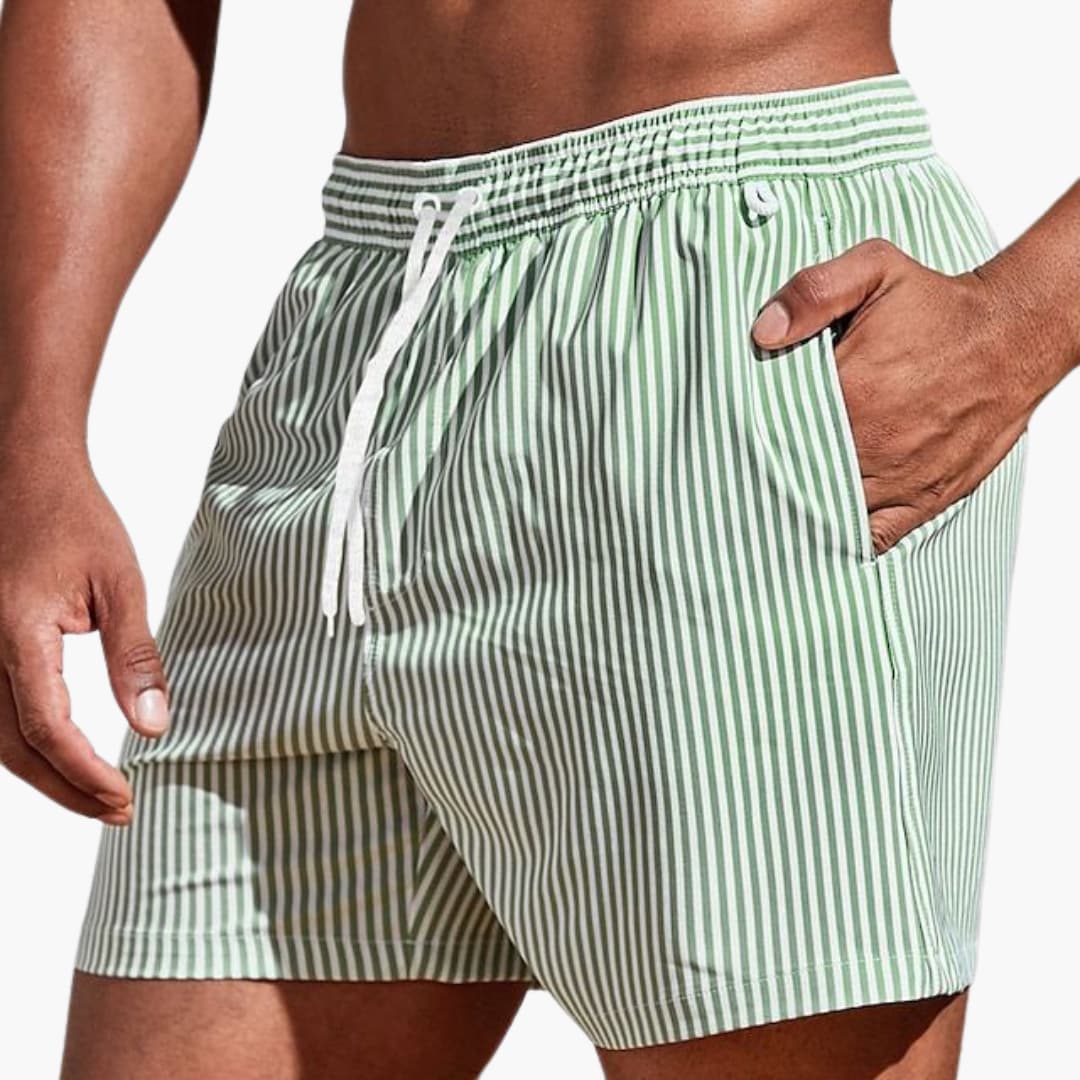 Herre Stribede Boardshorts | Elastisk Talje Badeshorts