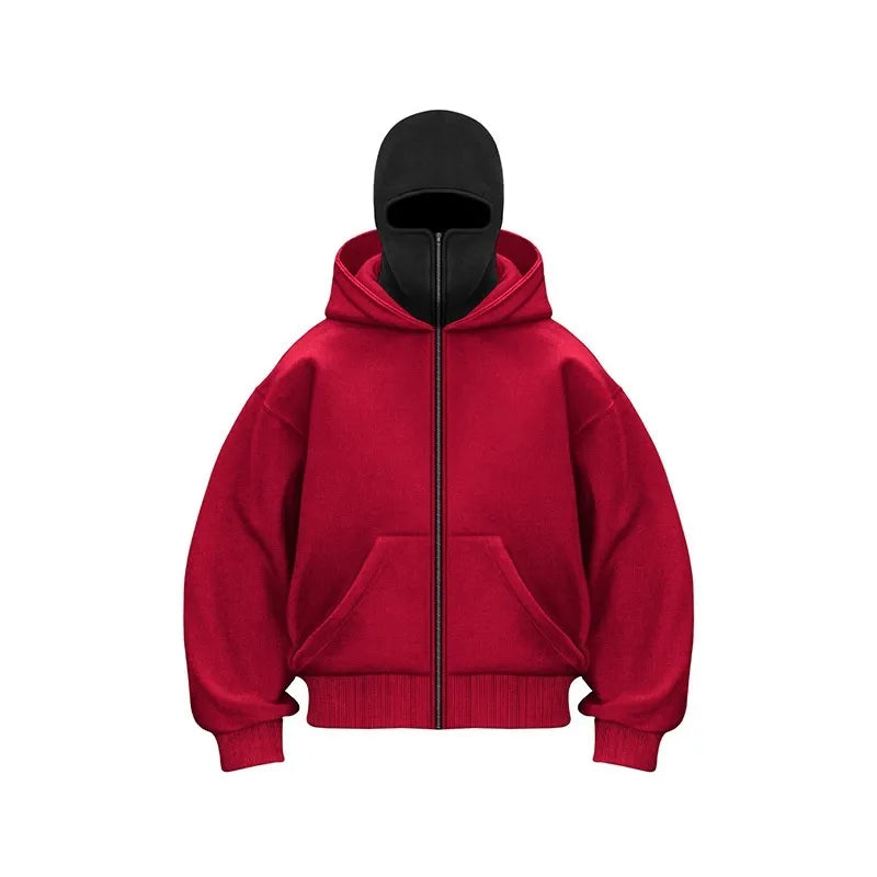 Oversize'owa bluza z kapturem z maską na twarz | Męska bluza uliczna