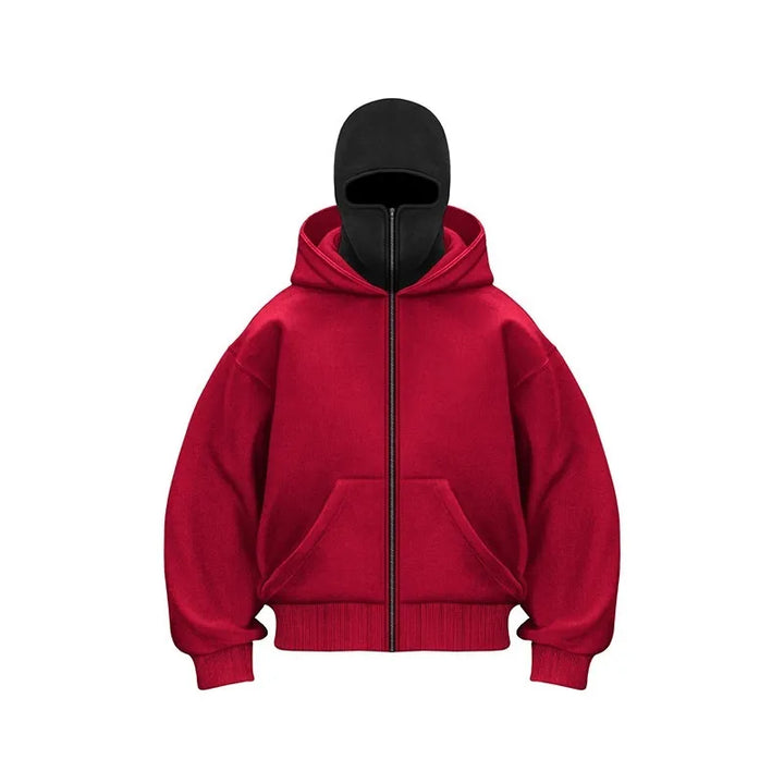 Oversize'owa bluza z kapturem z maską na twarz | Męska bluza uliczna