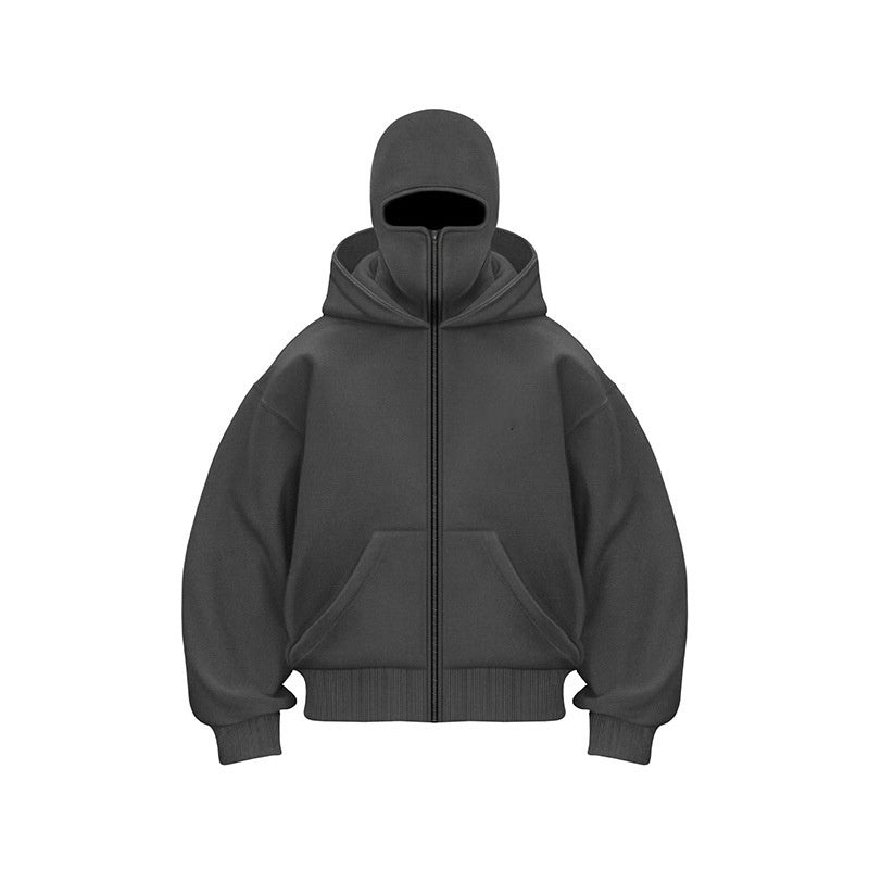 Oversize'owa bluza z kapturem z maską na twarz | Męska bluza uliczna