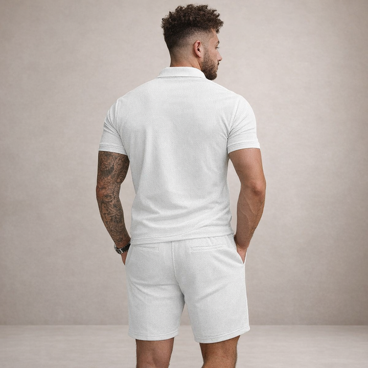Herre Polo- og Shortssæt | Åndbart Smal Passform Sommeroutfit