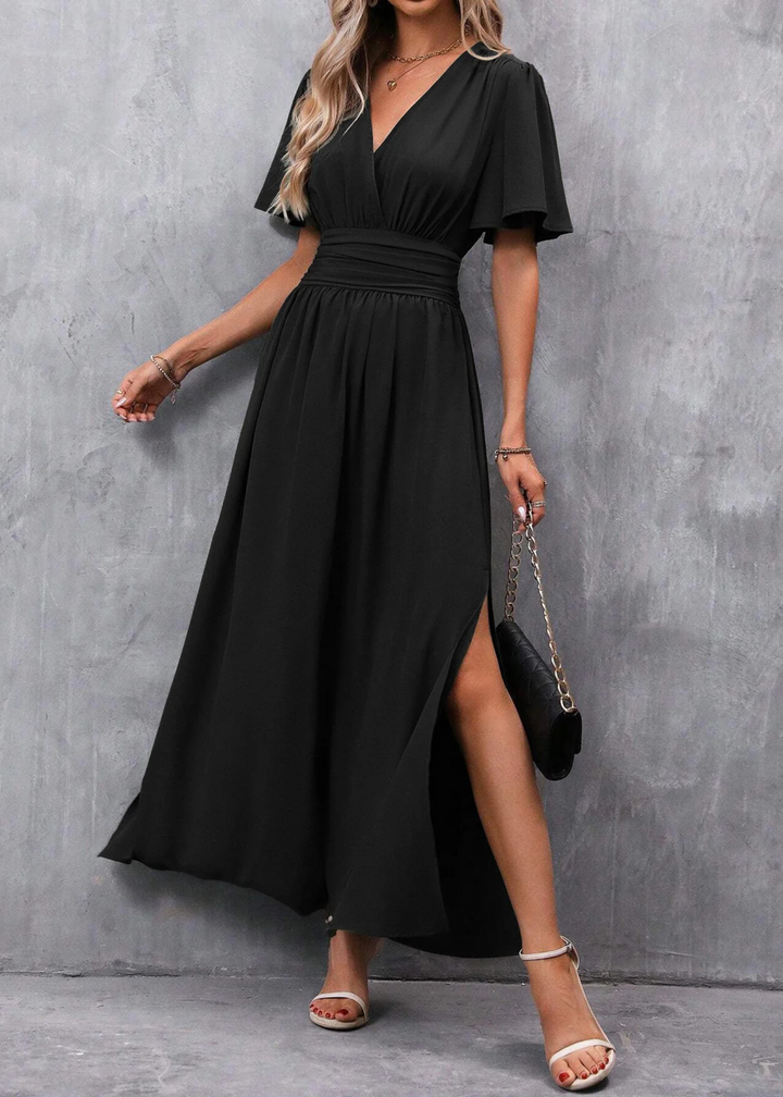 Šaty Dame s výstřihem do V | Elegantní večerní styl s rozparkem po straně