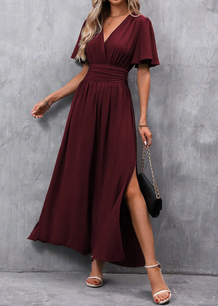 Šaty Dame s výstřihem do V | Elegantní večerní styl s rozparkem po straně
