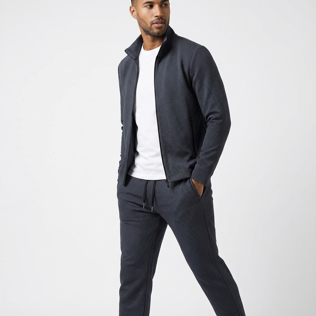 Survêtement deux pièces pour homme à fermeture éclair | Coupe extensible ensemble de sport