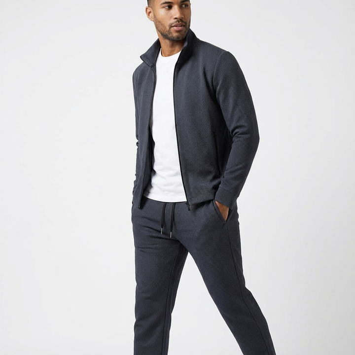 Survêtement deux pièces pour homme à fermeture éclair | Coupe extensible ensemble de sport