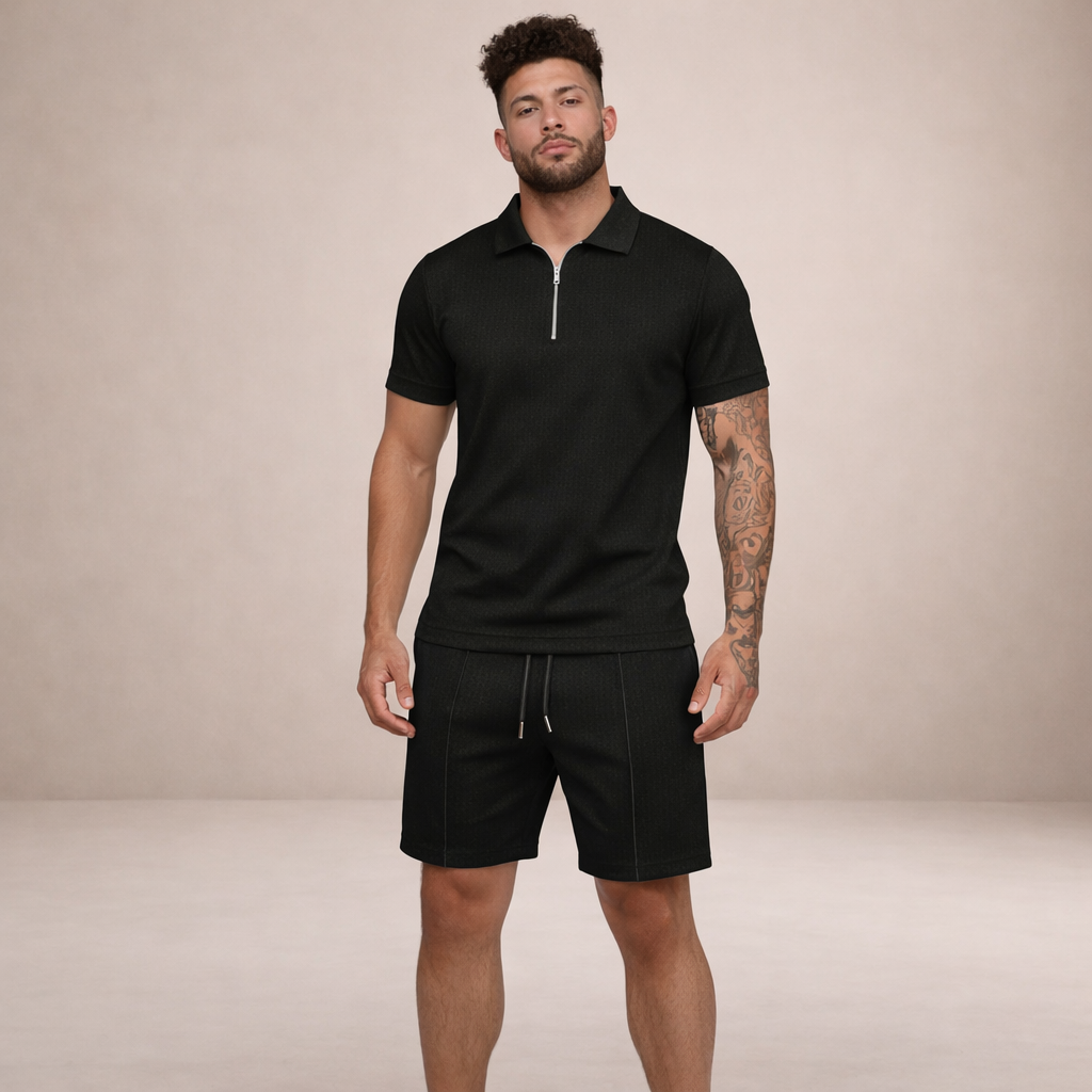 Herre Polo- og Shortssæt | Åndbart Smal Passform Sommeroutfit