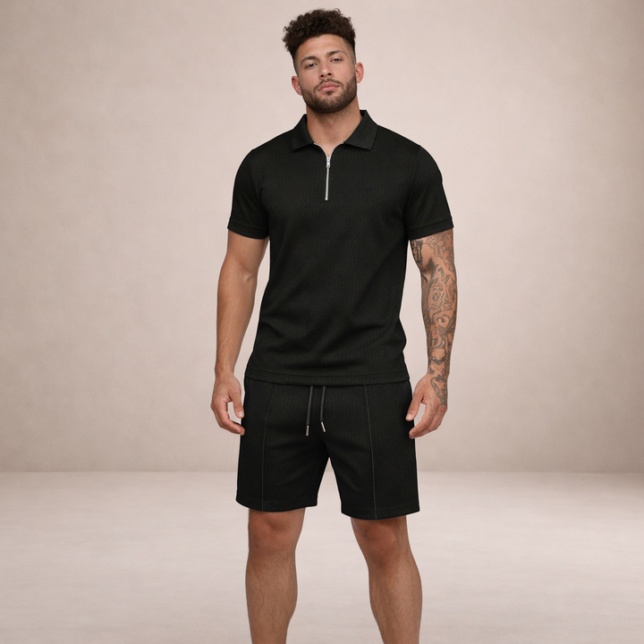 Herre Polo- og Shortssæt | Åndbart Smal Passform Sommeroutfit
