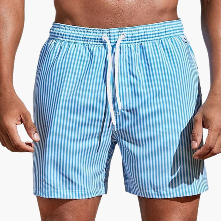 Herre Stribede Boardshorts | Elastisk Talje Svøm Kort