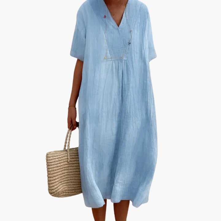 Robe bohème à col en V pour femme | Robe d'été ample décontractée