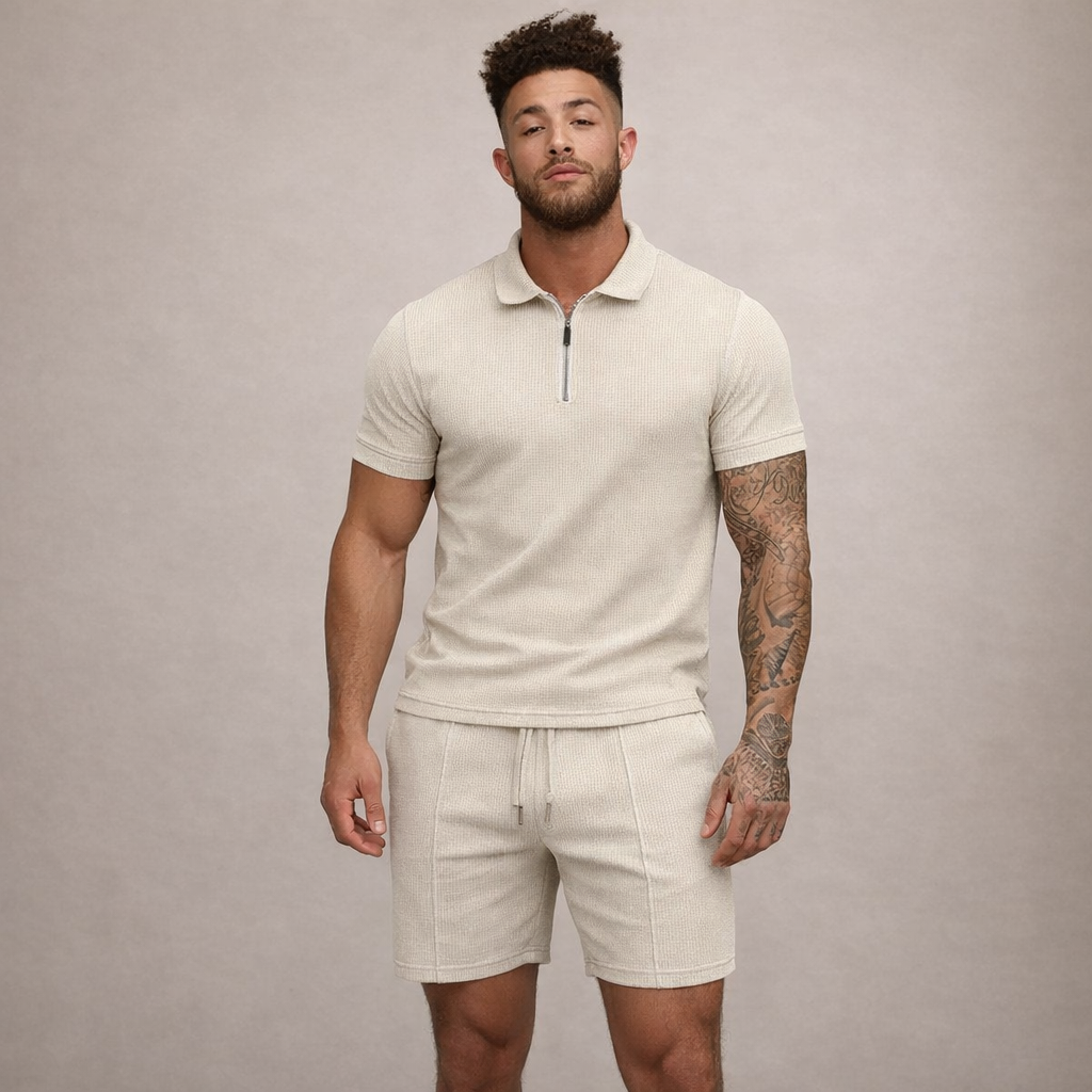 Herre Polo- og Shortssæt | Åndbart Smal Passform Sommeroutfit