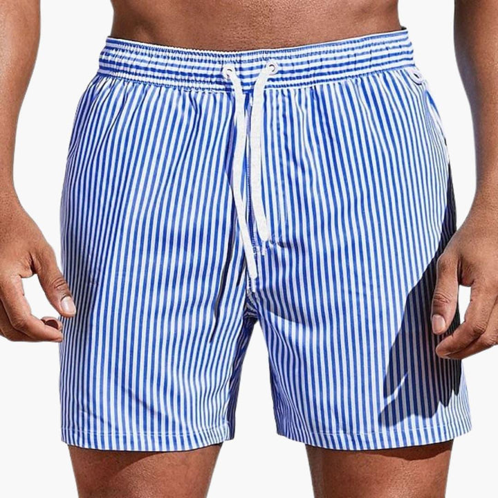 Herre Stribede Boardshorts | Elastisk Talje Svøm Kort