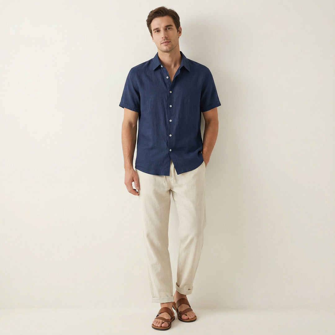 Linen Style Summer Set | Lightweight Shirt and Trousers