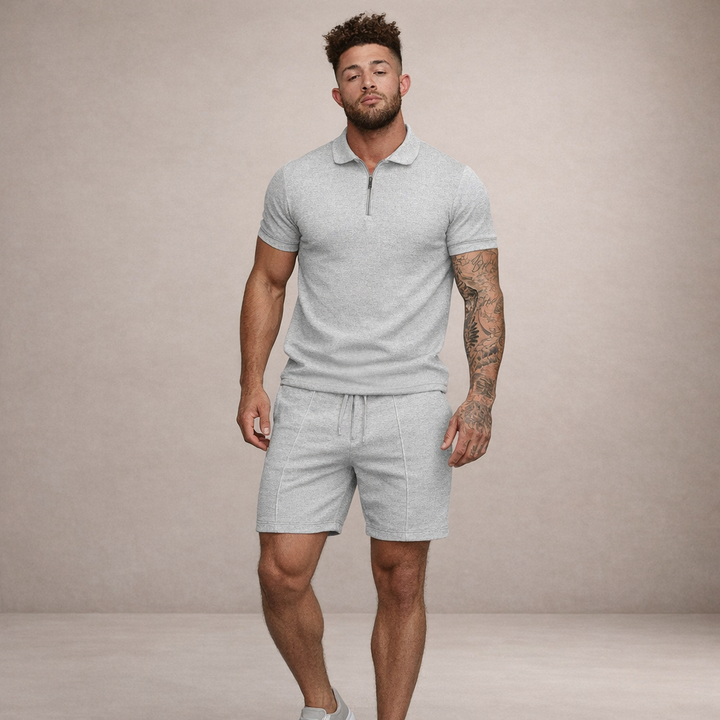 Herre Polo- og Shortssæt | Åndbart Smal Passform Sommeroutfit
