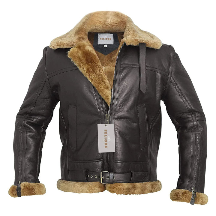 Herre Shearling Stil Bomberjakke | Aviatiker Stil B3-Jakke
