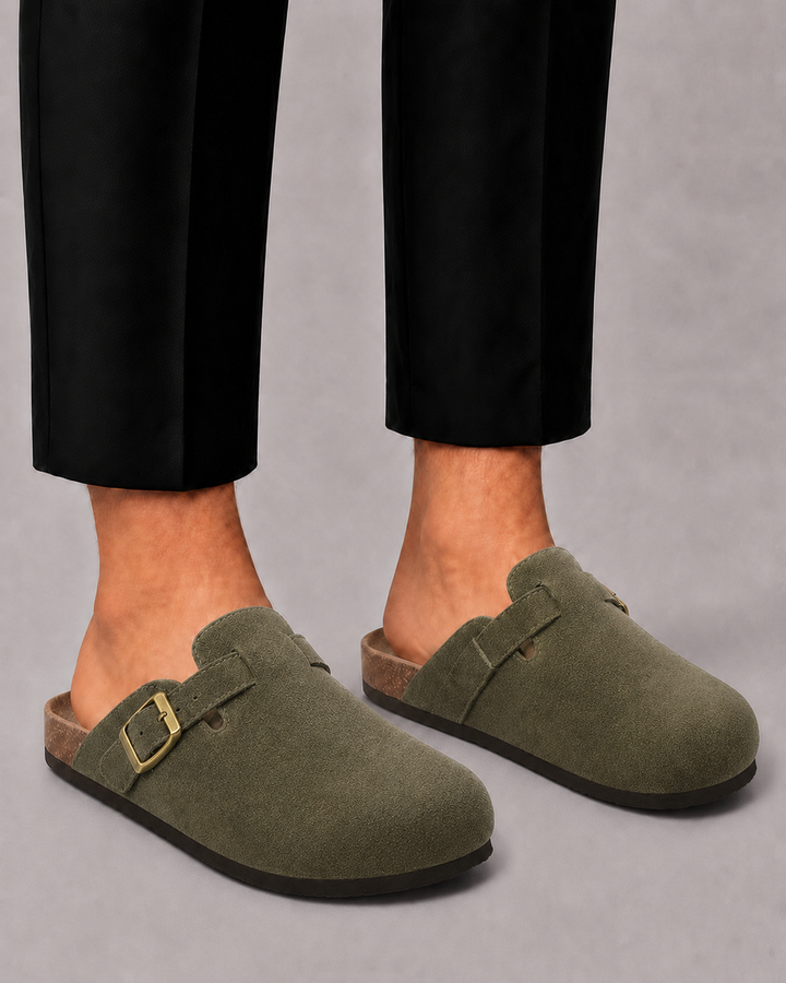 Sabots pour homme en daim synthétique | Confort à enfiler avec dos ouvert