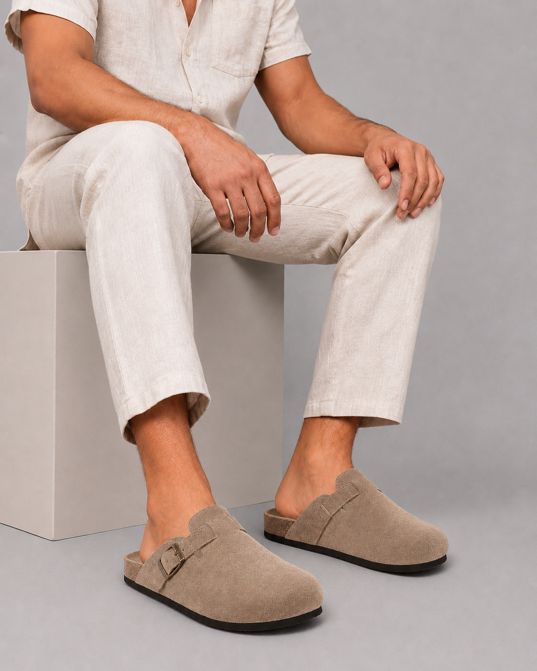 Sabots pour homme en daim synthétique | Confort à enfiler avec dos ouvert