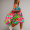 Robe midi ligne A pour femme | Manches bouffantes coupe oversize