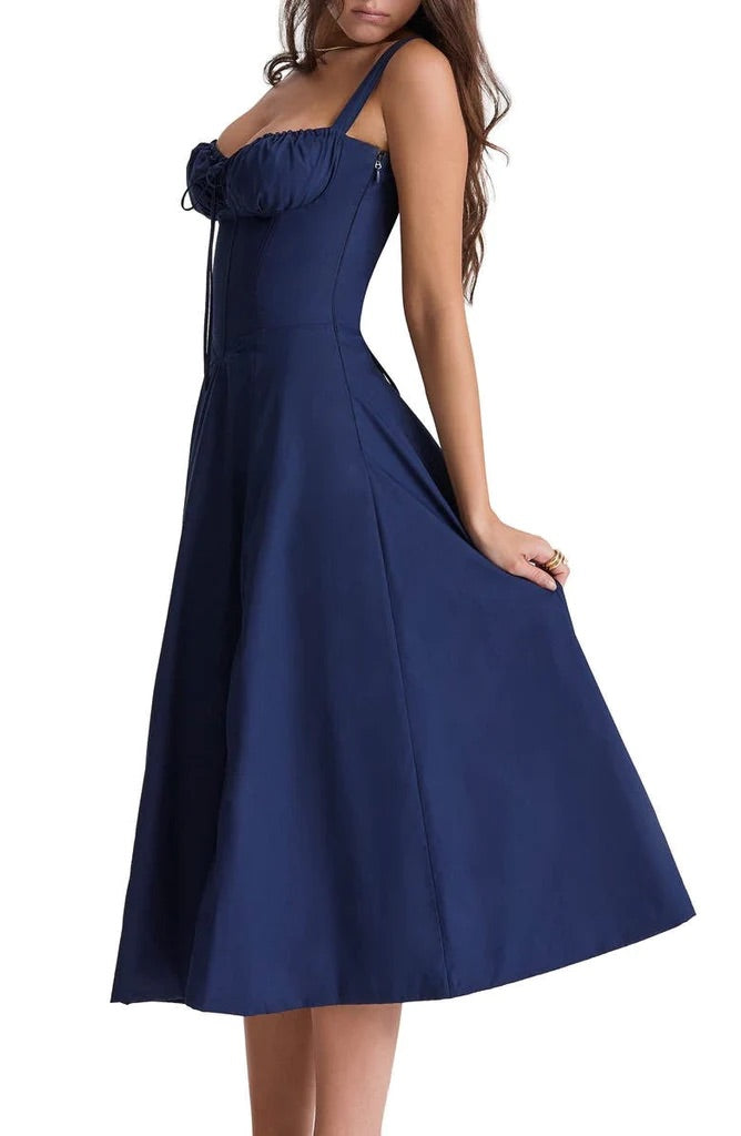 Dame Blomstret Bustier Solkjole | Taljeformende Pasform