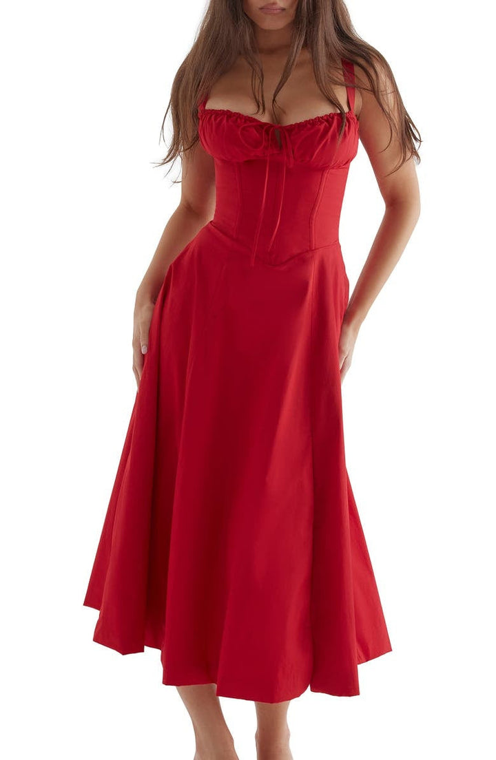 Dame Blomstret Bustier Solkjole | Taljeformende Pasform